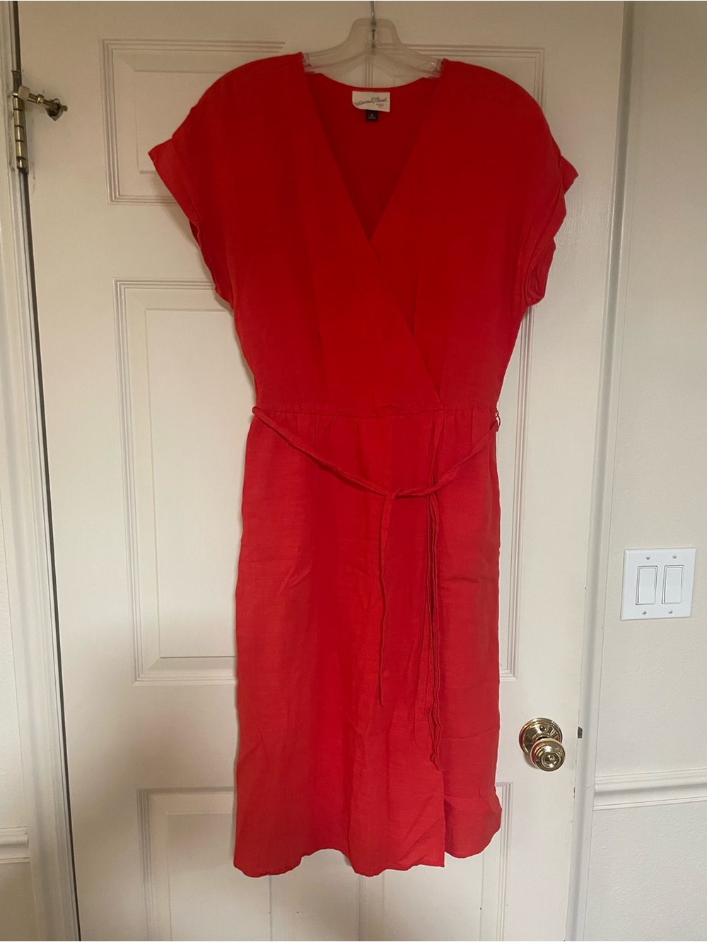 Universal Thread Red Wrap Midi Dress with Tie Waist